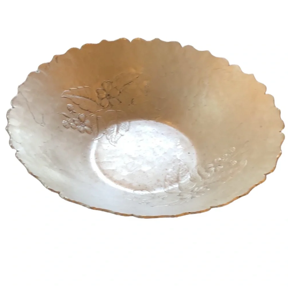 EVERLAST MID CENTURY MODERN HAND FORGED ALUMINUM DOGWOOD PATTERN BOWL